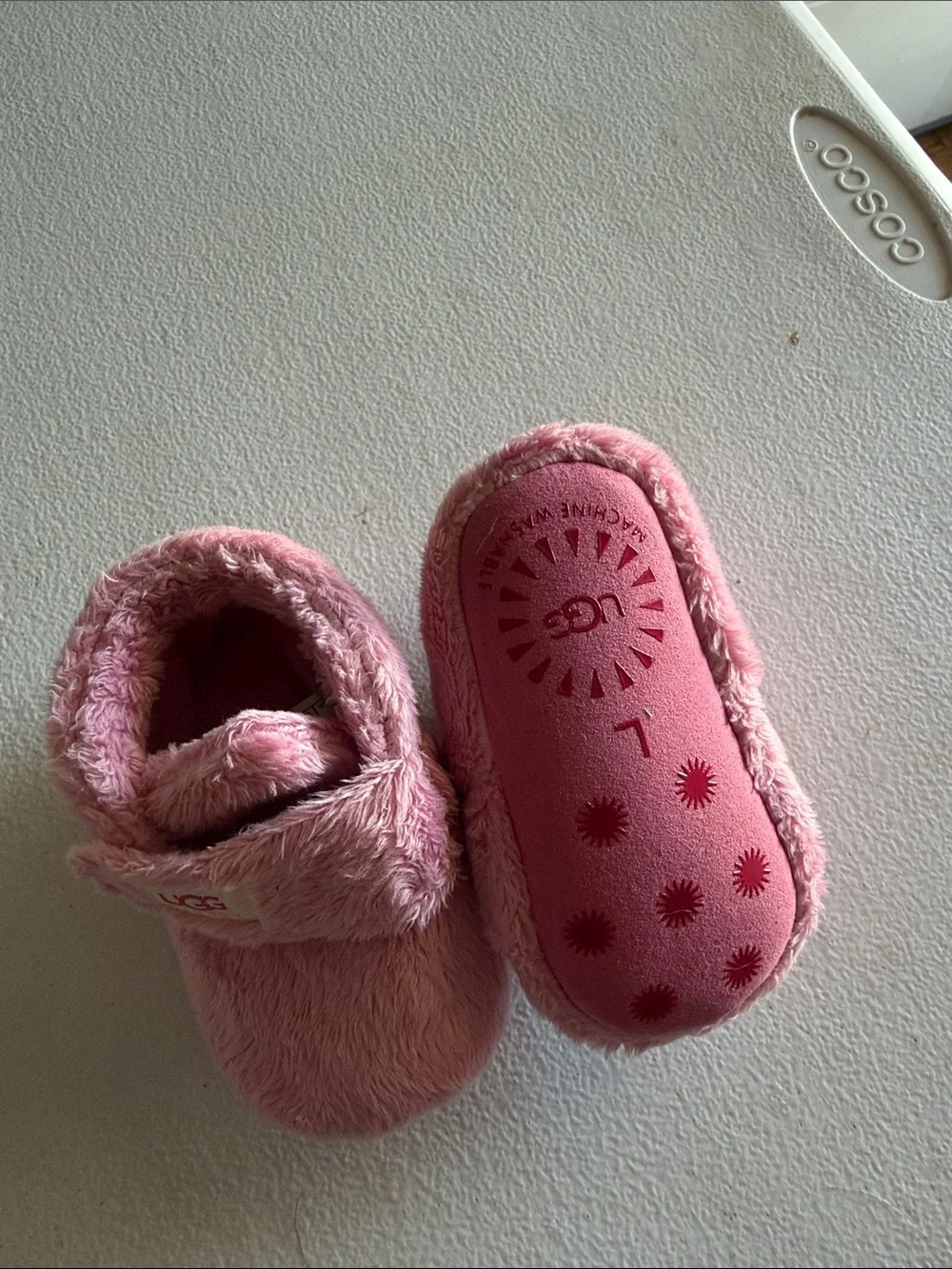 UGG Pink Plush Baby Walker Slippers